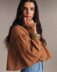 Swing Cape Stripe Top-Camel