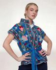 Rustic Retreat Velvet Jacket-Blue
