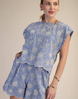 Sky Petal Embroidered Top