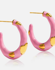 Pink Enamel Hoop Earrings