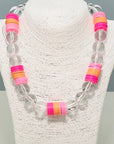 Sunset Moment Acrylic Necklace-Pink/Orange
