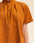 Lucille Stand Collar Top-Camel
