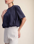 Genevieve Bubble Top-Navy