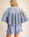 Swing Cape Stripe Top-Slate