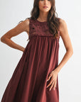 Desert Breeze Lace Maxi Dress-Chocolate