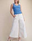Scallop Wave Knit Top-Blue