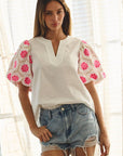Summer Sunset Embroidered Top-White
