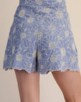 Sky Petal Embroidered Shorts