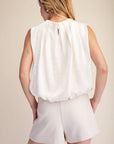 Estelle Pleated Balloon Top-Off White