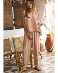 Abroad Adventure Textured Pant Set-Apricot