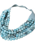 Chunky Beaded Necklace-Blue Marble