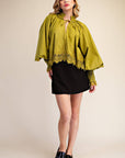 Rosamund Puff Sleeve Top-Olive