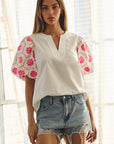 Summer Sunset Embroidered Top-White