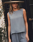 Abroad Adventure Textured Pant Set-Dusty Blue
