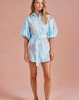Sweet Flora Puff Sleeve Dress-Sky Blue