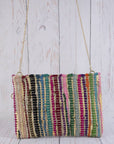 Rainbow Metallic Stripe Clutch Bag