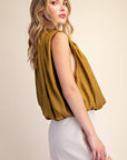 Estelle Pleated Balloon Top-Mustard