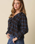 Lena Ruffle Plaid Blouse Top