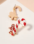Candy Cane & Gingerbread Man Earrings- Red