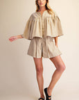 Swing Cape Stripe Top-Beige