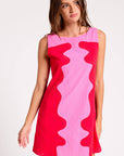 Wavy Pop Shift Dress-Pink