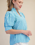 Sweetheart Puff Sleeve Top-Aqua