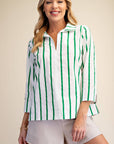 Everly Stripe Top-Green
