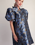 Luminous Bloom Mini Dress-Blue