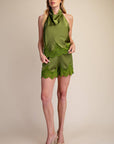 Satin Allure Shorts-Olive