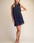 Romantic Evening Mini Dress-Navy
