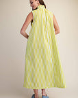 Nantucket Stripe Maxi Dress-Lime