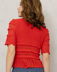 Crochet Crush Top-Scarlet Red