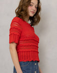 Crochet Crush Top-Scarlet Red