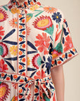 Garden Grace Tie Waist Midi Dress-Coral