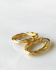 Oval Chunky Gold Hoop Earrings