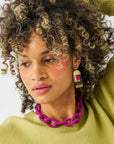 Jenna Chain Link Necklace-Magenta
