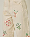 Veggie Embroidered Barrel Jeans