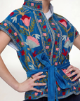 Rustic Retreat Velvet Jacket-Blue