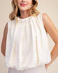 Estelle Pleated Balloon Top-Off White