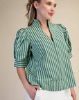 Sweetheart Puff Sleeve Top-Green