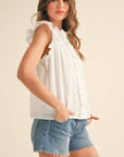 Blissful Wind Button Down Top-White