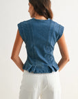 Best in Show Denim Peplum Top