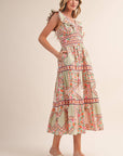 Sweet Spell Floral Midi Dress-Ivory