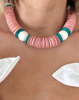 Blakely Coconut Disc Necklace-Pink