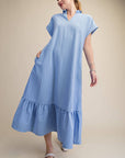 Simple Joy Midi Dress-Blue