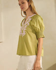 Sun-Chasing Poplin Top-Basil