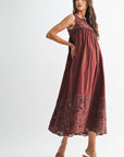 Desert Breeze Lace Maxi Dress-Chocolate