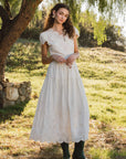 Easy Like Sunday Embroidered Midi Dress-Ivory
