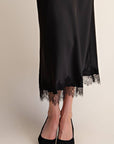 Lace Allure Midi Skirt-Black