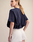 Genevieve Bubble Top-Navy